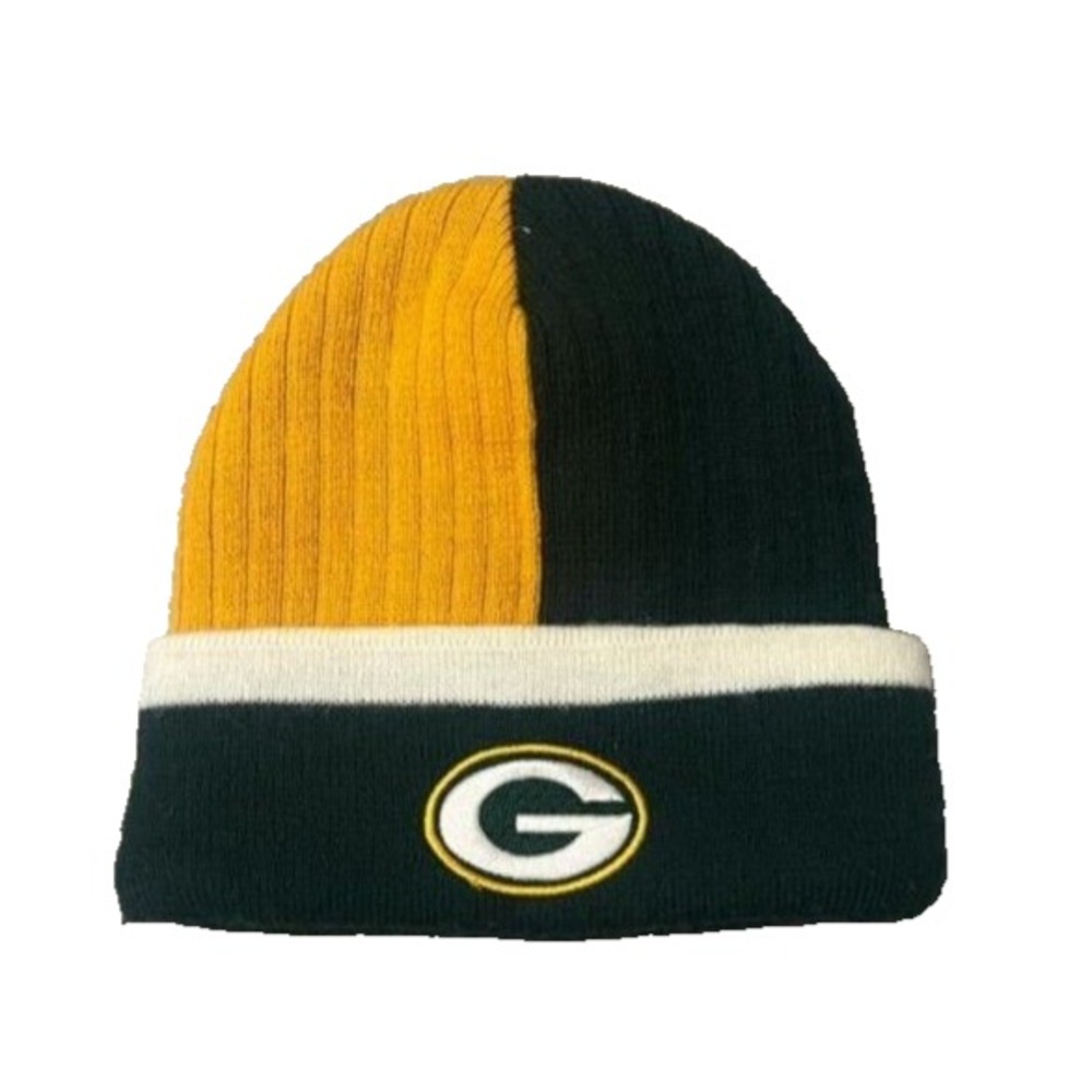 Vintage Greenbay Packers Beanie Hat Mens One Size Color Block Football 90s EUC